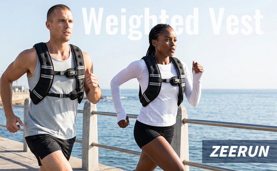 Zeerun Weighted Vest for Men & Women – Adjustable Rucking Vest with Reflective Stripes for Walking, Running & Strength Training